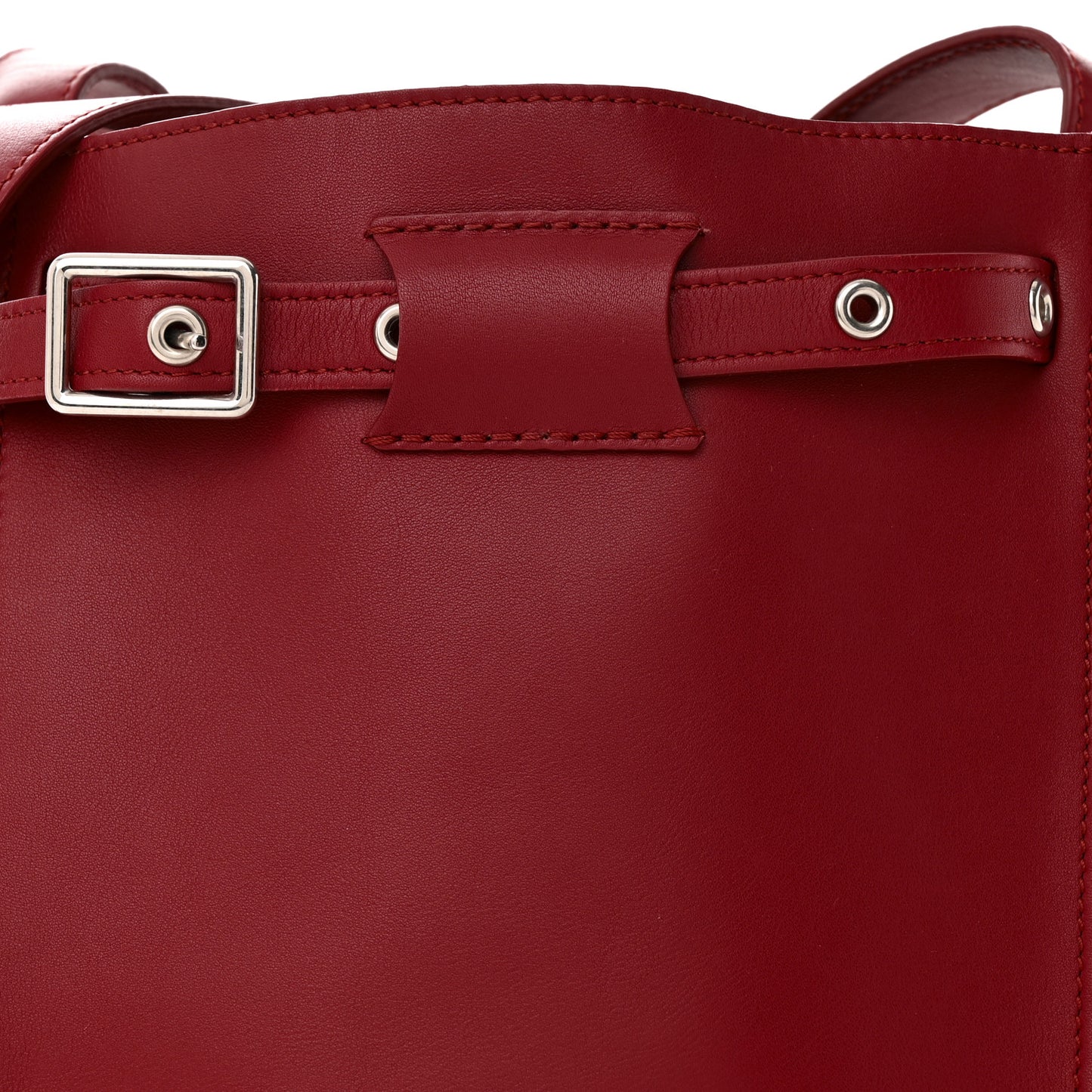 Supple Grained Calfskin Big Bag Bucket Red