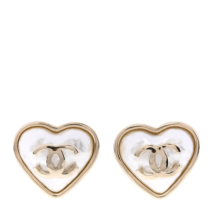 Chanel Pearl CC Heart Earrings Gold 1 of 5