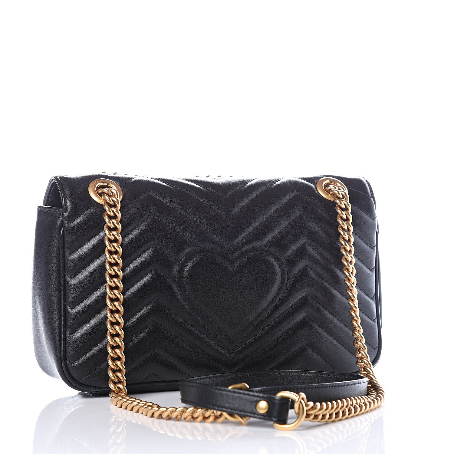 Gucci Calfskin Matelasse Small GG Marmont Shoulder Bag Black 2 of 11