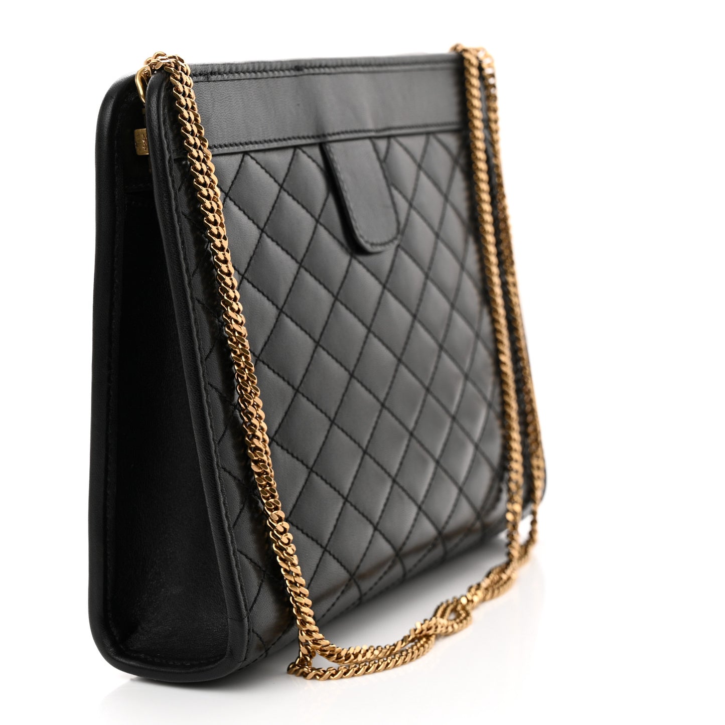 Lambskin Quilted Monogram Baby Victoire Chain Clutch Bag Black