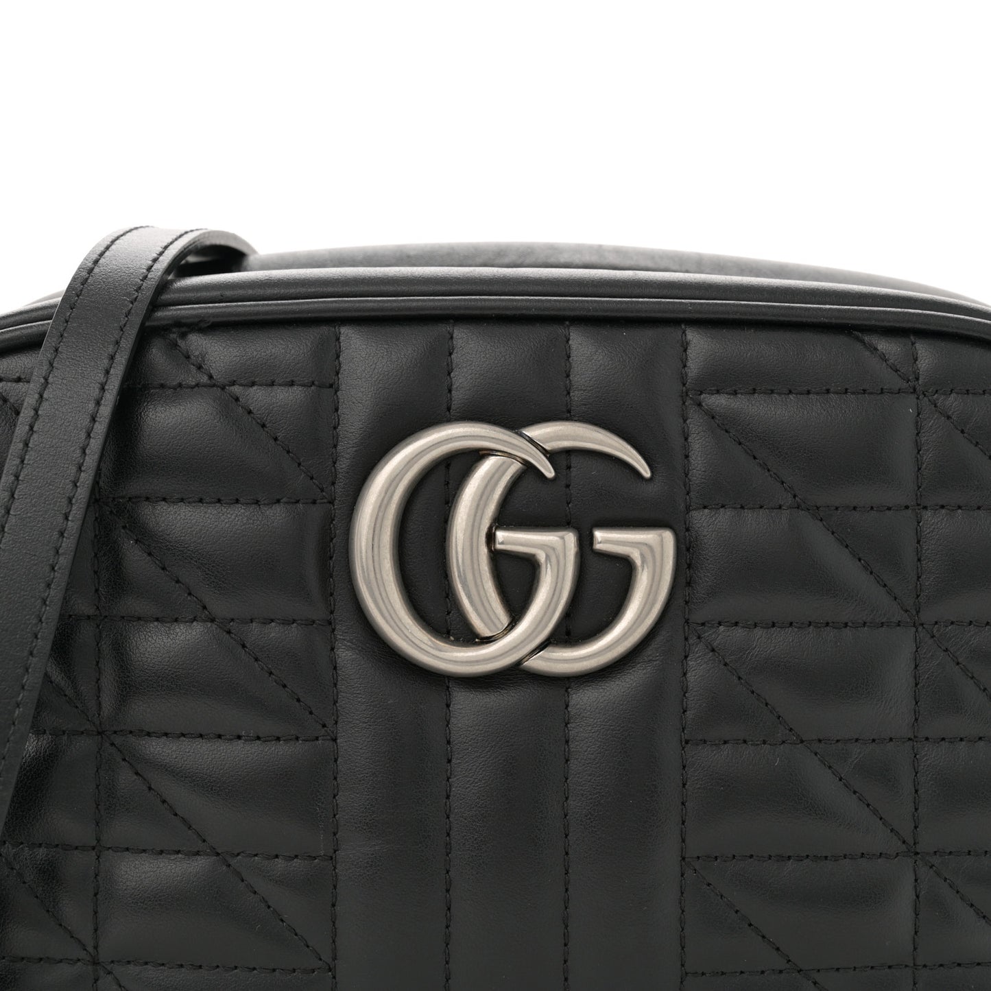 Calfskin Matelasse Aria Small GG Marmont Chain Shoulder Bag Black