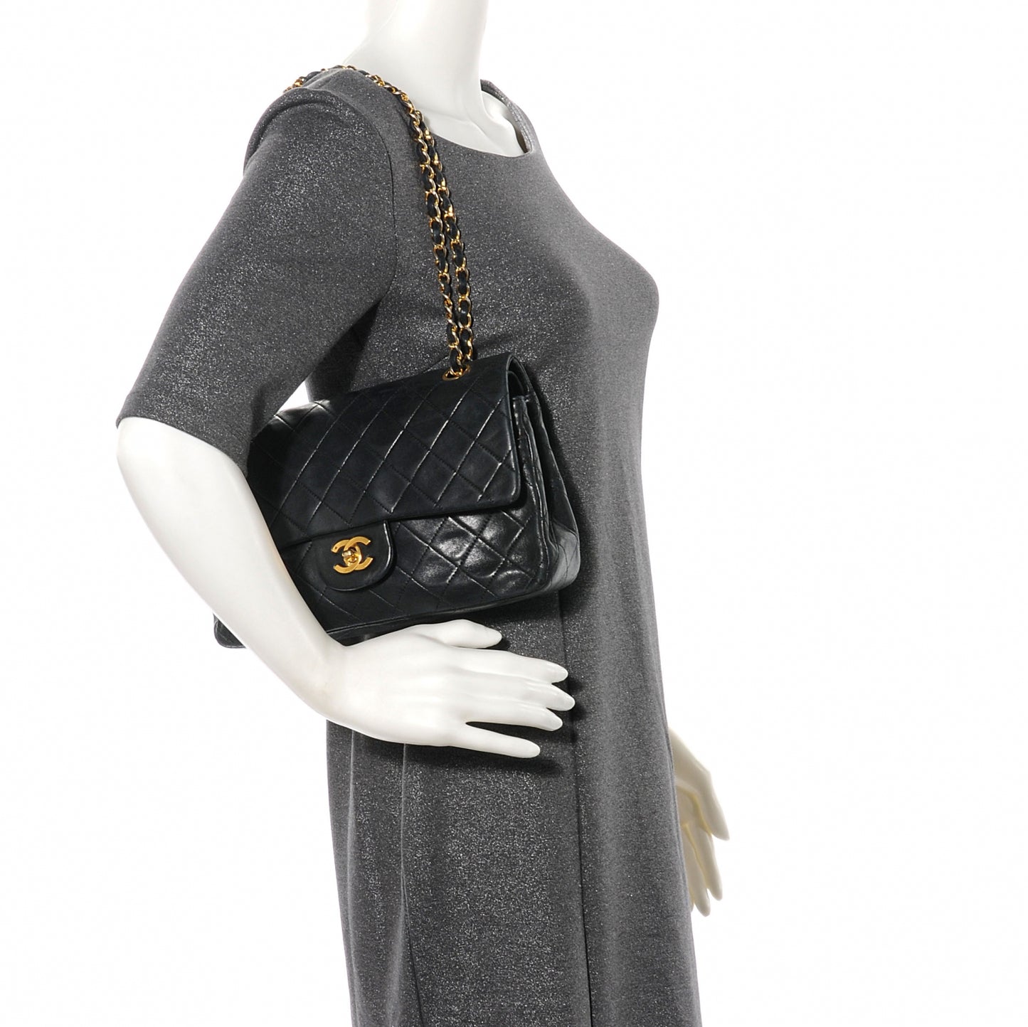 Lambskin Medium Double Flap Black