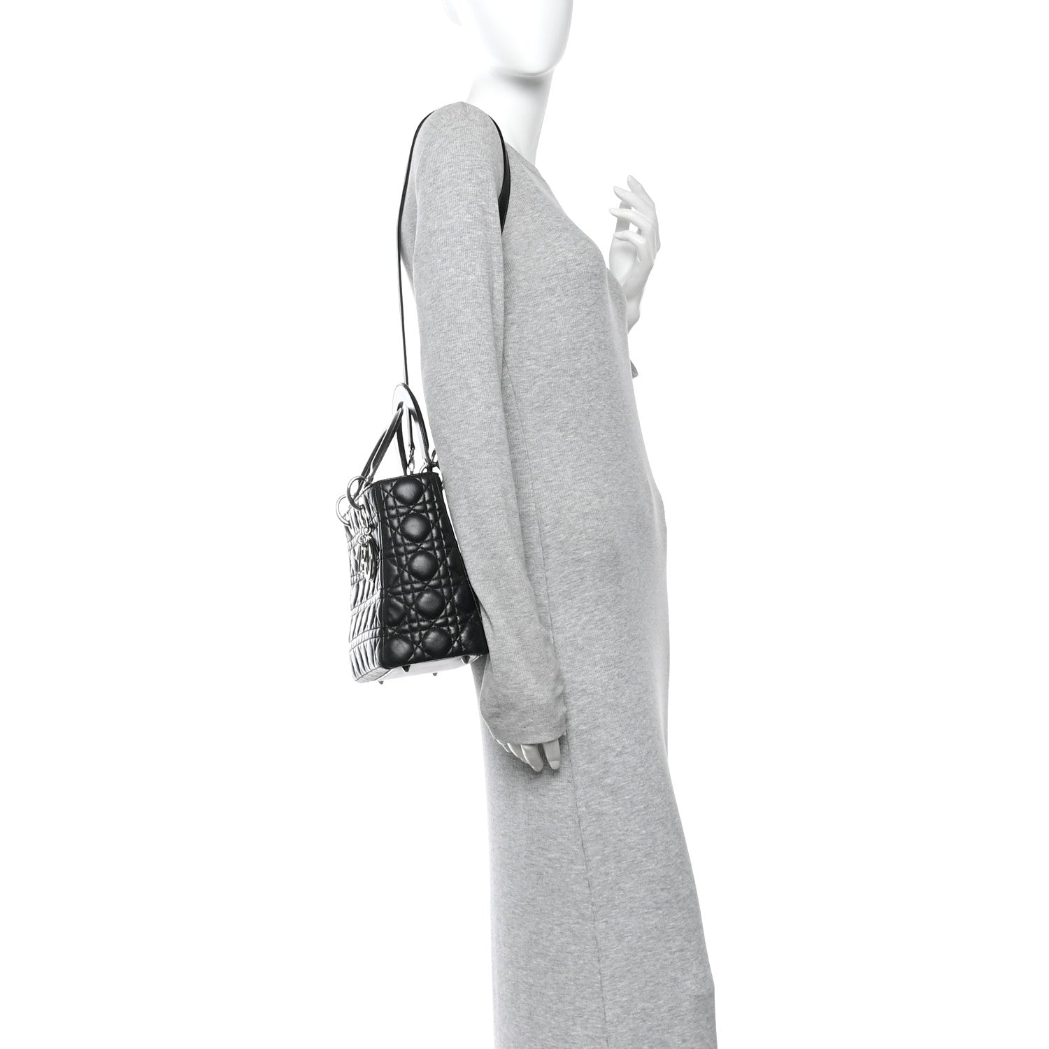 Christian Dior Lambskin Cannage Medium Lady Dior Black 2 of 9