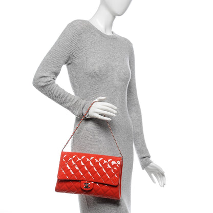 Chanel Patent Quilted Clutch With Chain Flap Red 2 of 6