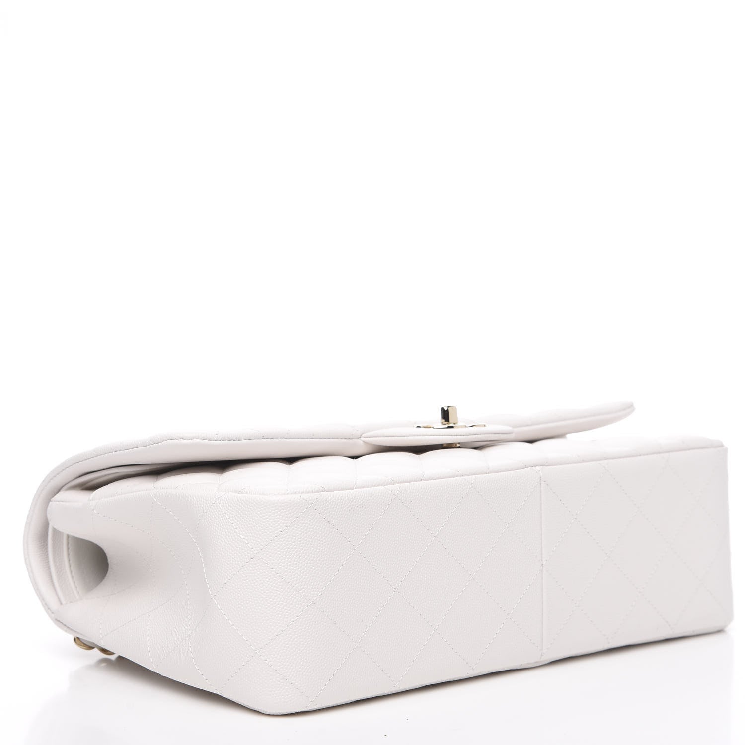 Chanel Caviar Quilted Jumbo Double Flap White 3 of 10