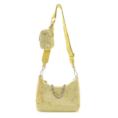 Prada Satin Crystal Re-Edition 2005 Shoulder Bag Ananas 1 of 10
