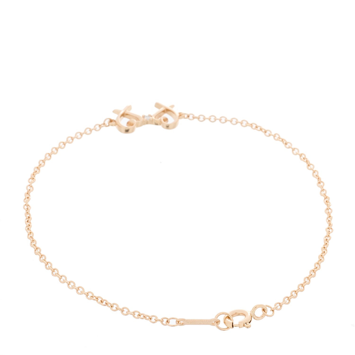 Tiffany 18K Rose Gold Diamond Double Loving Heart Bracelet 2 of 4
