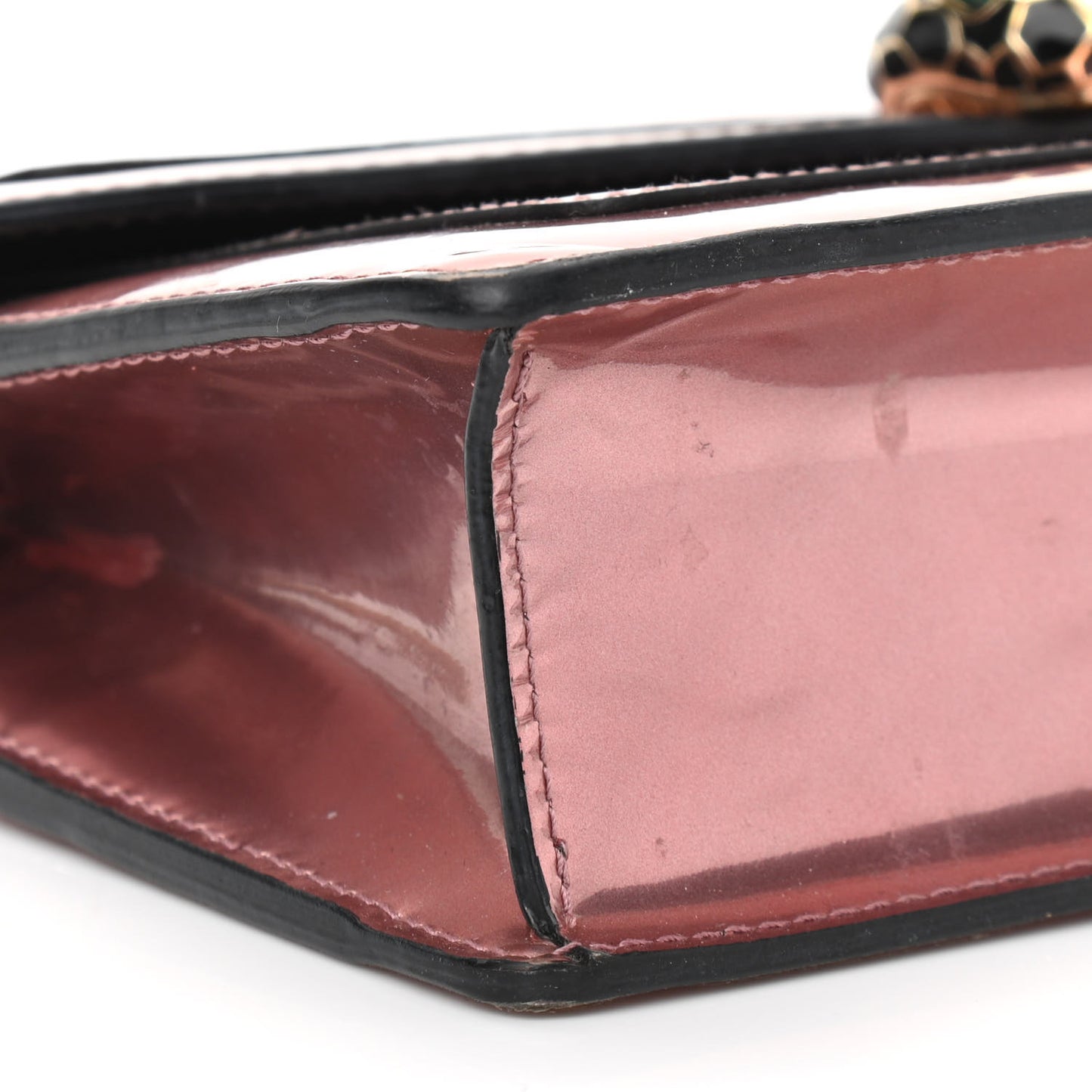 Metallic Serpenti Forever Chain Wallet Rose Quartz