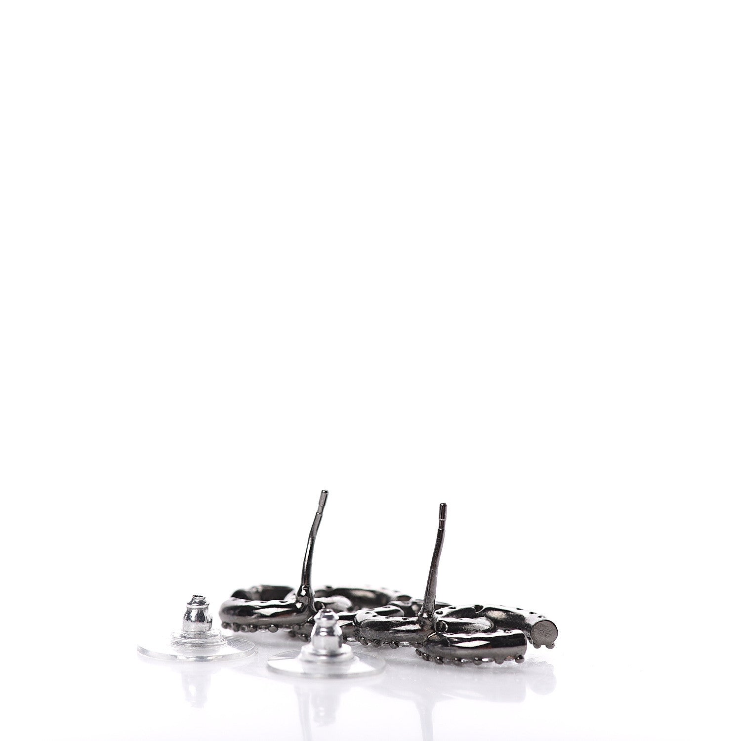 Chanel Ruthenium Crystal CC Earrings 3 of 4