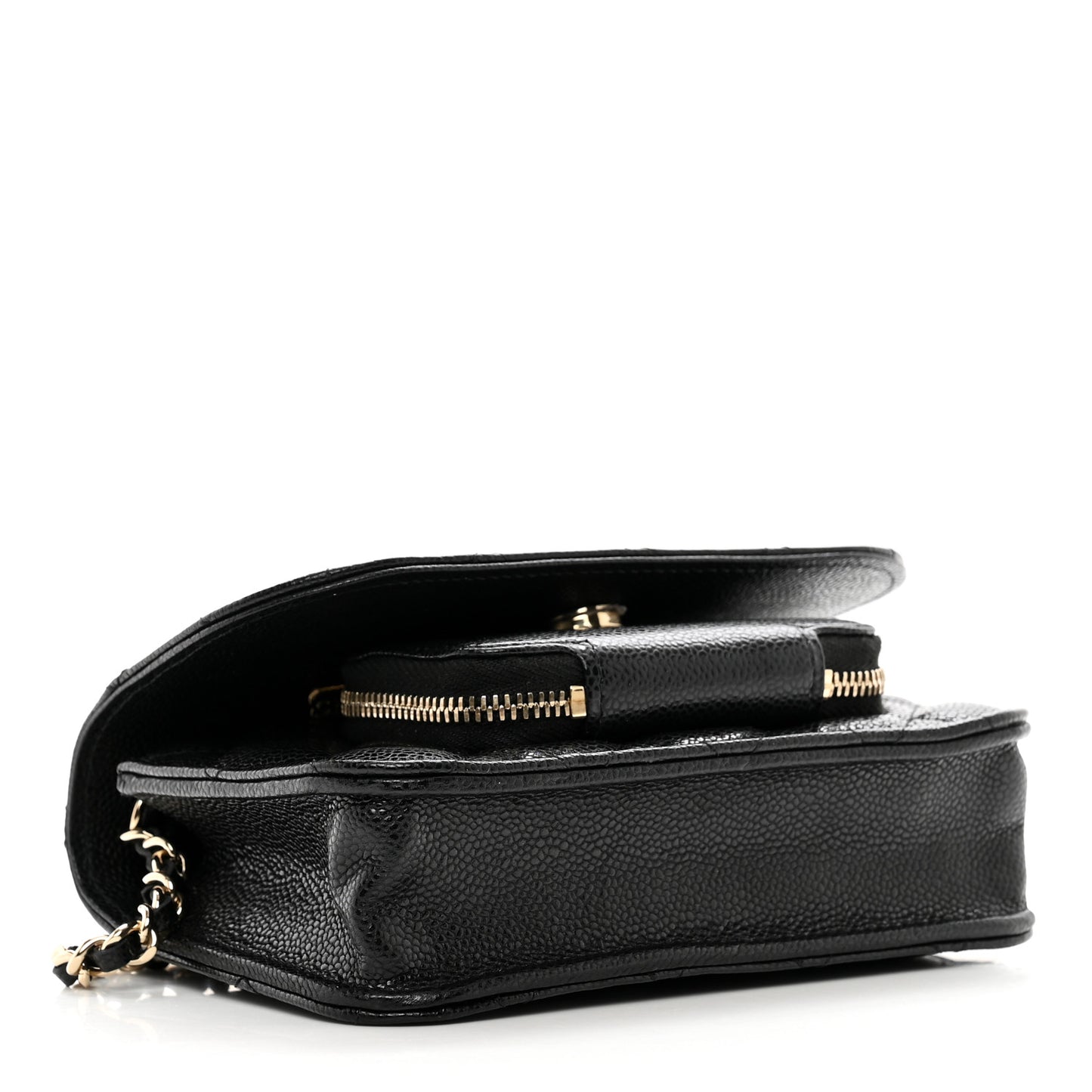 Caviar Quilted Business Affinity Clutch With Chain Black