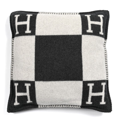 Hermes Wool Cashmere Avalon Pillow PM Ecru Gris Fonce 2 of 3