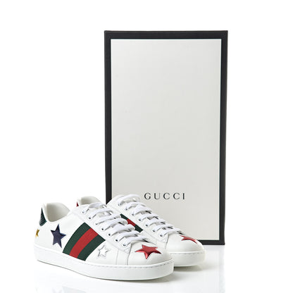 Gucci Calfskin Ayers Web Star Embroidered Mens Ace Sneakers 5.5 White Multi 10 of 10