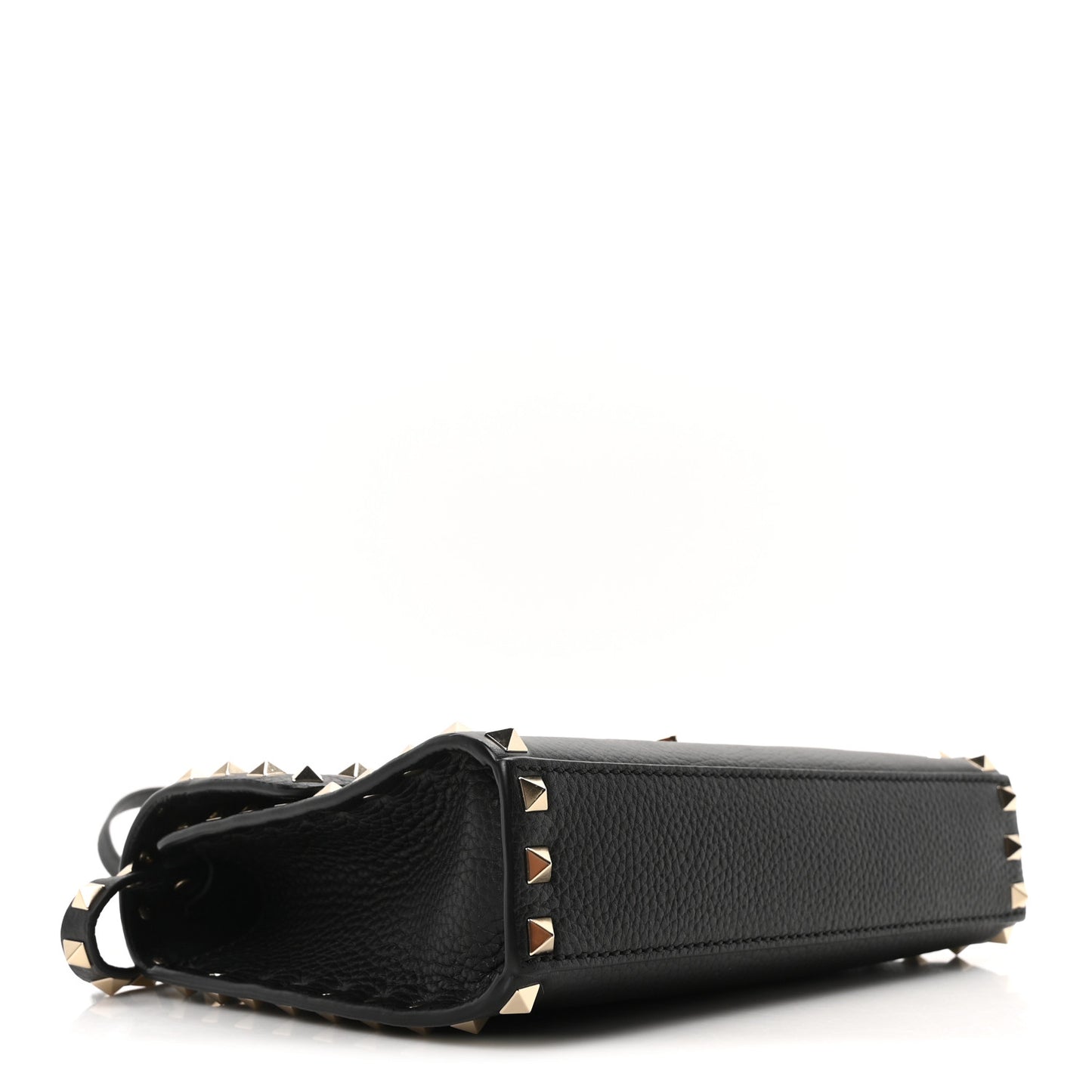 Pebbled Calfskin Medium Rockstud Flip Lock Crossbody Bag Black