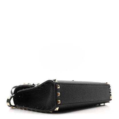Valentino Garavani Pebbled Calfskin Medium Rockstud Flip Lock Crossbody Bag Black 4 of 9