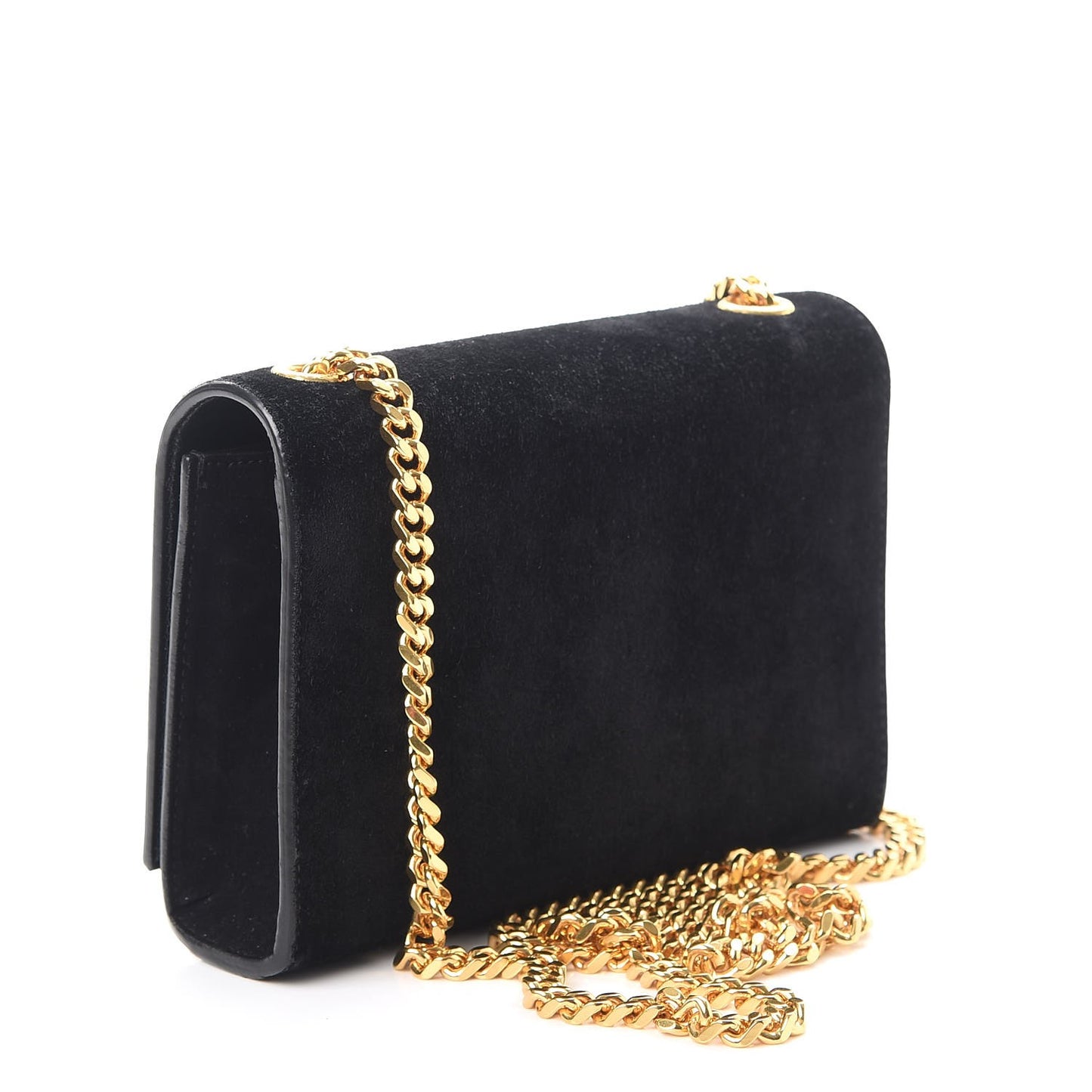 Suede Small Classic Monogram Kate Tassel Satchel Black