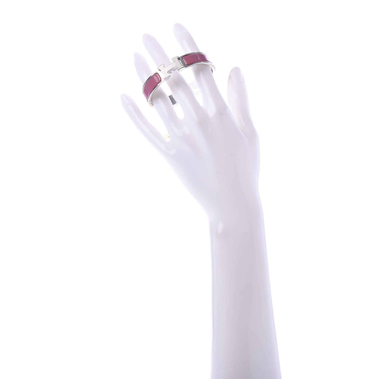 Hermes Enamel Narrow Clic Clac H Bracelet PM Rose Velours White 2 of 5