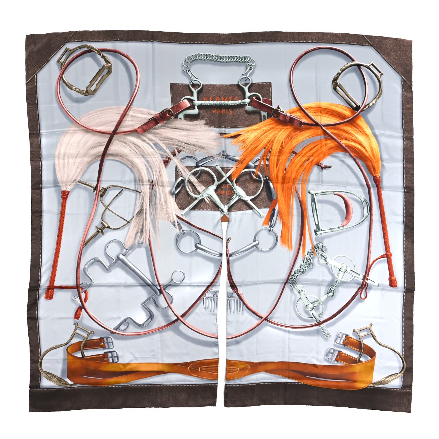Hermes Silk Projets Carres Poncho Gris Perle Taupe Acajou 1 of 7