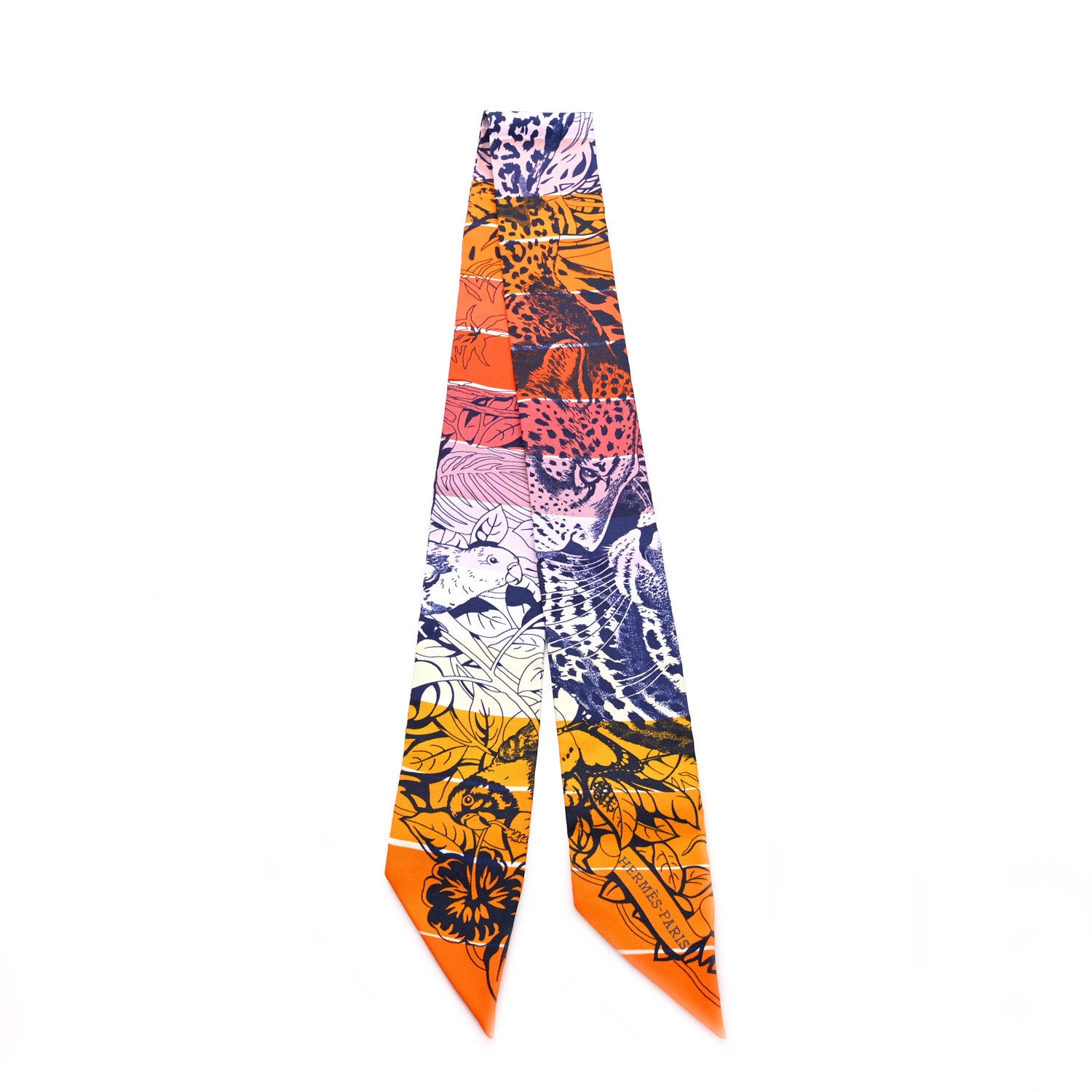 Hermes Silk Jungle Love Rainbow Twilly Orange Encre Vieux Rose 2 of 3