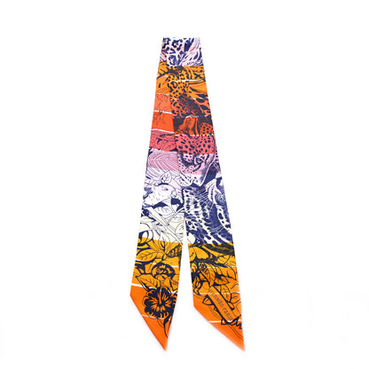 Hermes Silk Jungle Love Rainbow Twilly Orange Encre Vieux Rose 2 of 3