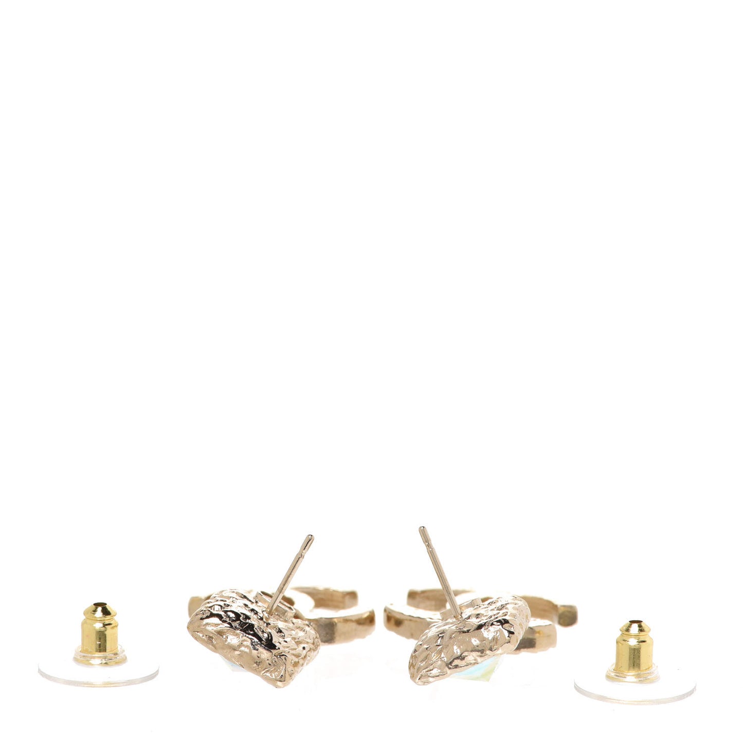 Iridescent Baguette Crystal CC Drop Earrings Gold