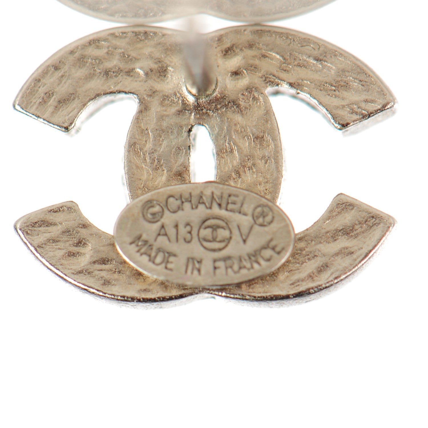 Chanel Crystal Timeless CC Earrings Silver 4 of 5