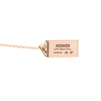 Hermes 18K Rose Gold Diamond Birkin Amulettes Pendant Necklace 4 of 5