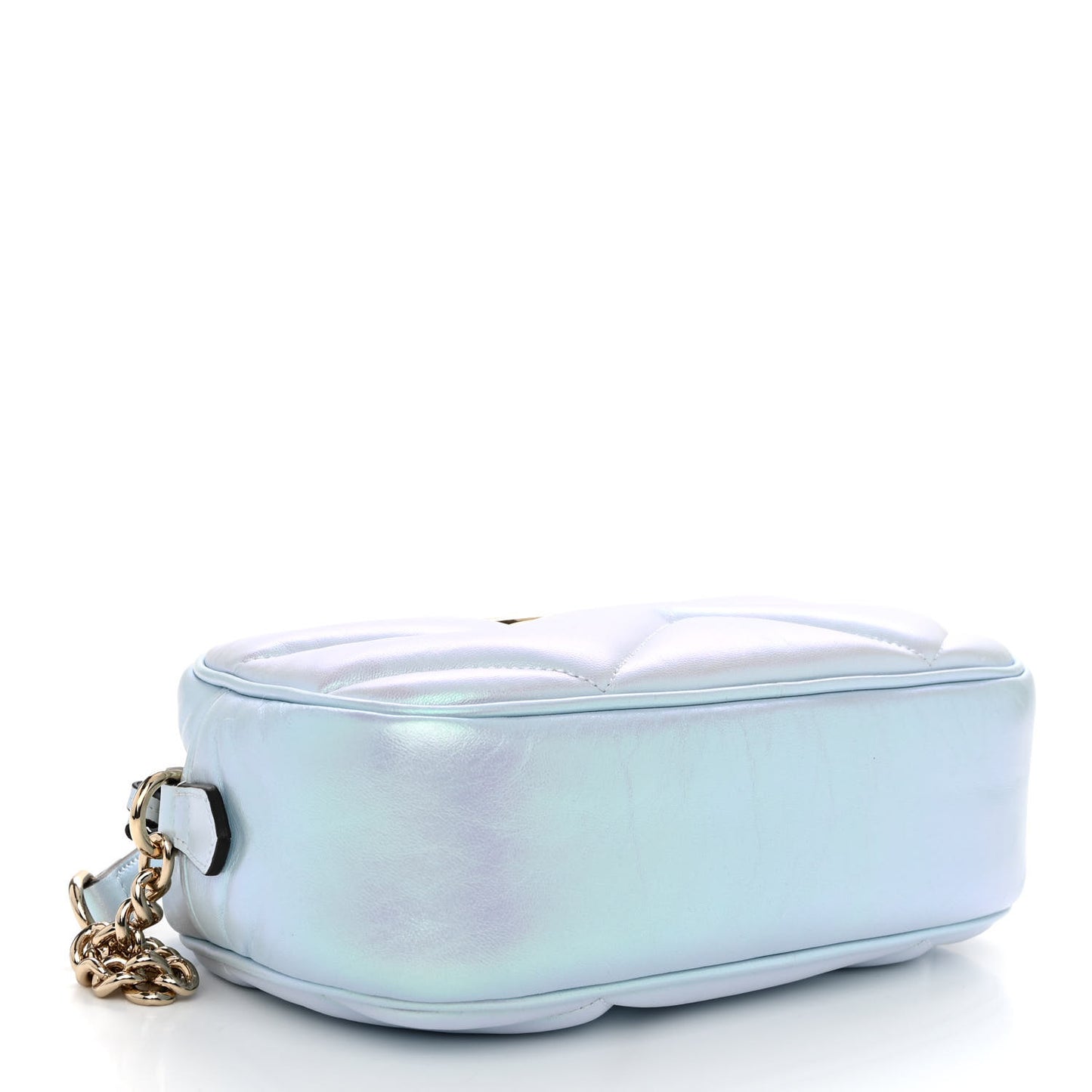 Iridescent Nappa Chevron Matelasse Small GG Marmont Chain Shoulder Bag Iridescent Snow Light Blue