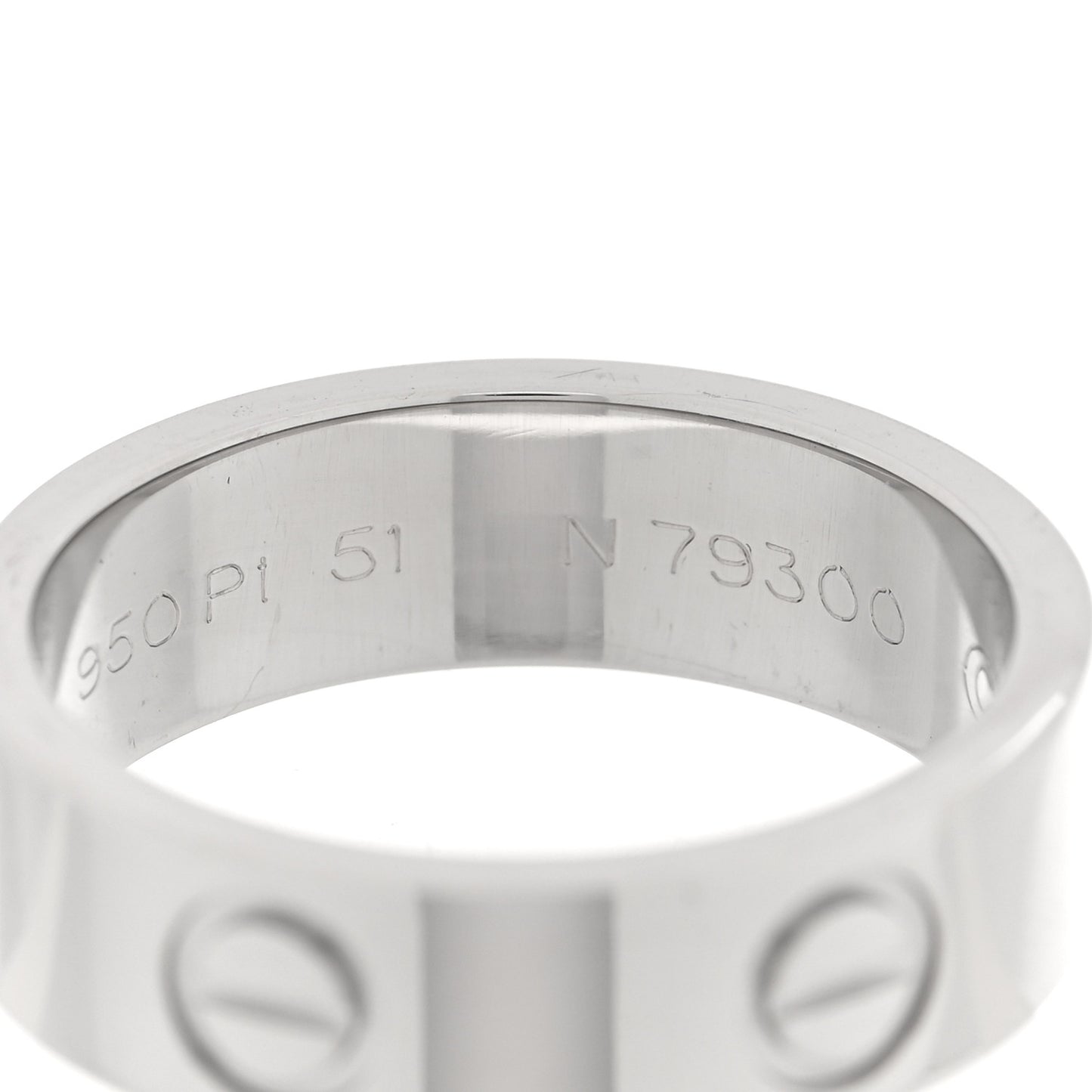Platinum 5.5mm LOVE Ring 51 5.75