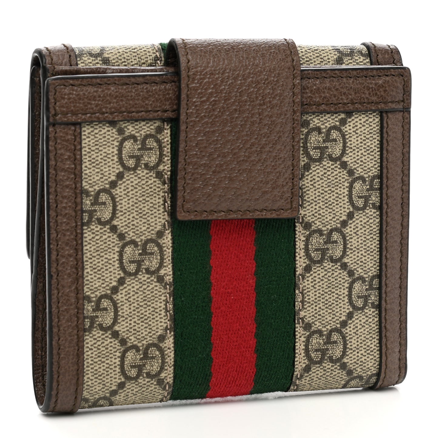 GG Supreme Monogram Web Ophidia French Flap Wallet Beige New Acero