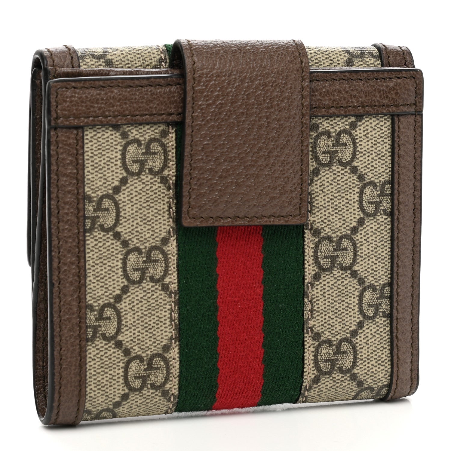 Gucci GG Supreme Monogram Web Ophidia French Flap Wallet Beige New Acero 3 of 8