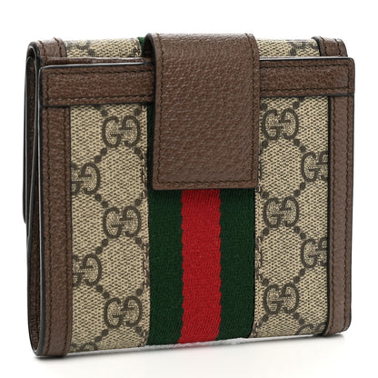 Gucci GG Supreme Monogram Web Ophidia French Flap Wallet Beige New Acero 3 of 8