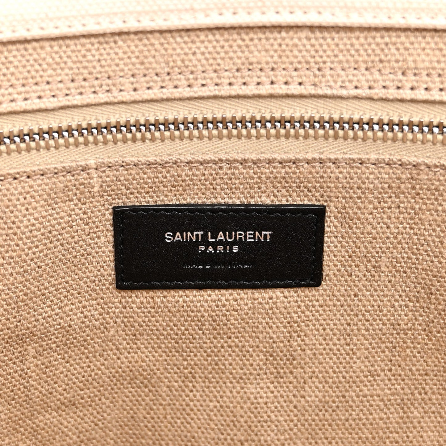 Linen Calfskin Small Rive Gauche Tote Greggio Natural