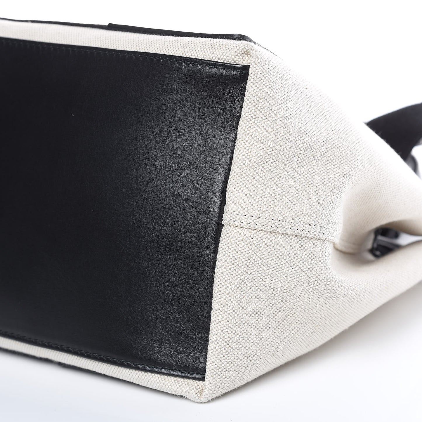 Cotton Canvas Satin Calfskin S Navy Cabas Natural Black
