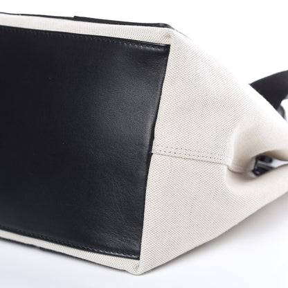 Balenciaga Cotton Canvas Satin Calfskin S Navy Cabas Natural Black 10 of 11