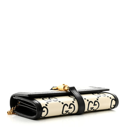 Gucci Azalea Calfskin GG Monogram Bi-Color Debossed Jackie 1961 Chain Wallet Mystic White Black 4 of 10