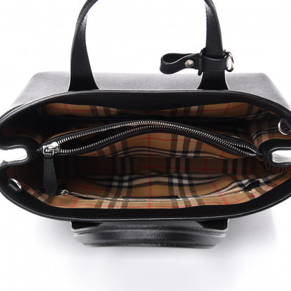 Burberry Grainy Calfskin House Check Medium Banner Tote Black 6 of 12