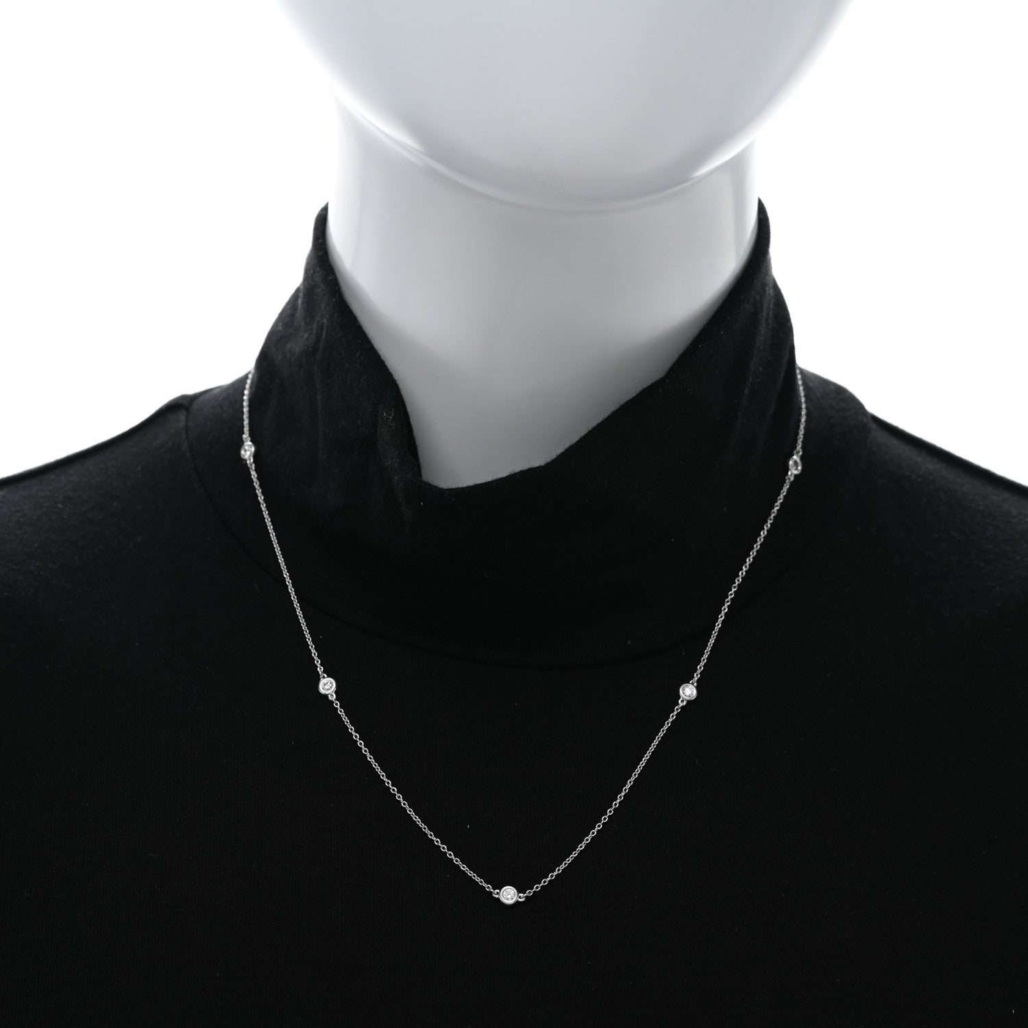 Tiffany Sterling Silver Diamond .35ctw Elsa Peretti Diamonds by the Yard Five Station Necklace 2 of 4