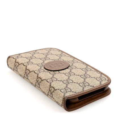 Gucci Supreme Monogram Azalea Calfskin Retro Interlocking G Phone 15 Case Wallet Beige Ebony Brown Sugar 4 of 7