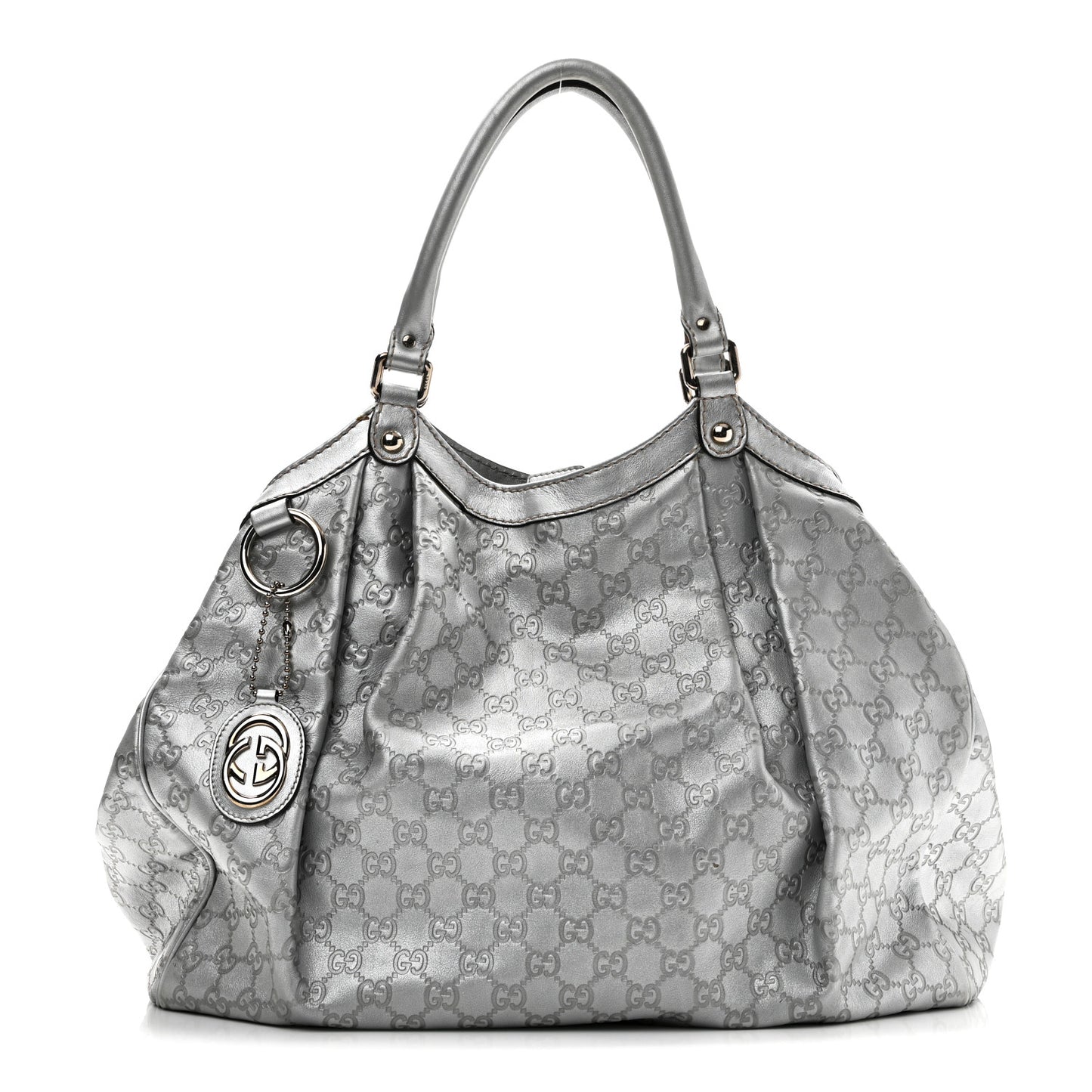 Guccissima Large Sukey Tote Silver