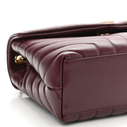 Saint Laurent Calfskin Y Quilted Monogram Small Loulou Chain Satchel Dark Legion Red 10 of 11