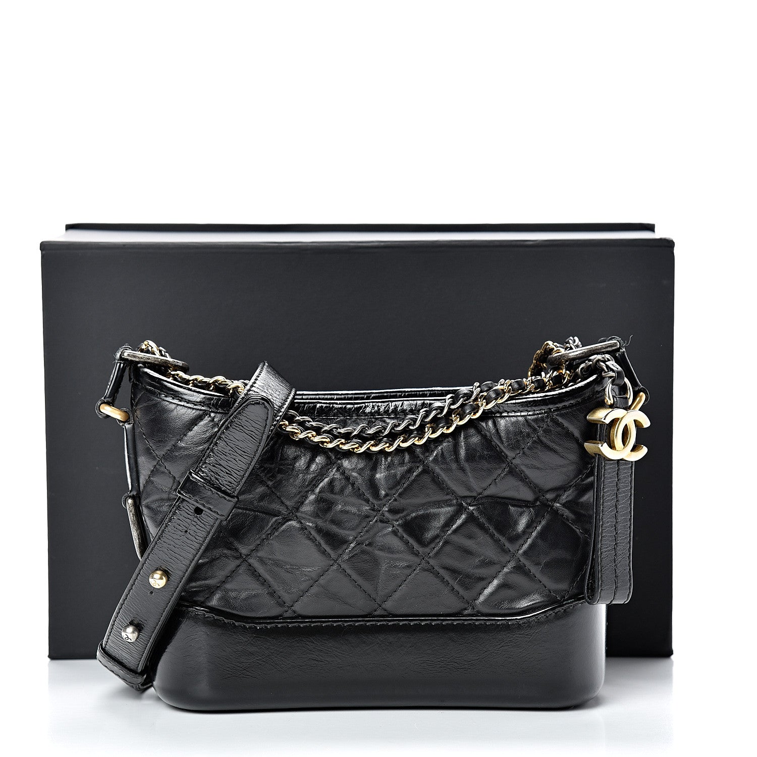 Chanel Aged Calfskin Quilted Small Gabrielle Hobo Black 13 of 13
