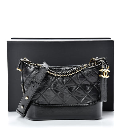 Chanel Aged Calfskin Quilted Small Gabrielle Hobo Black 13 of 13