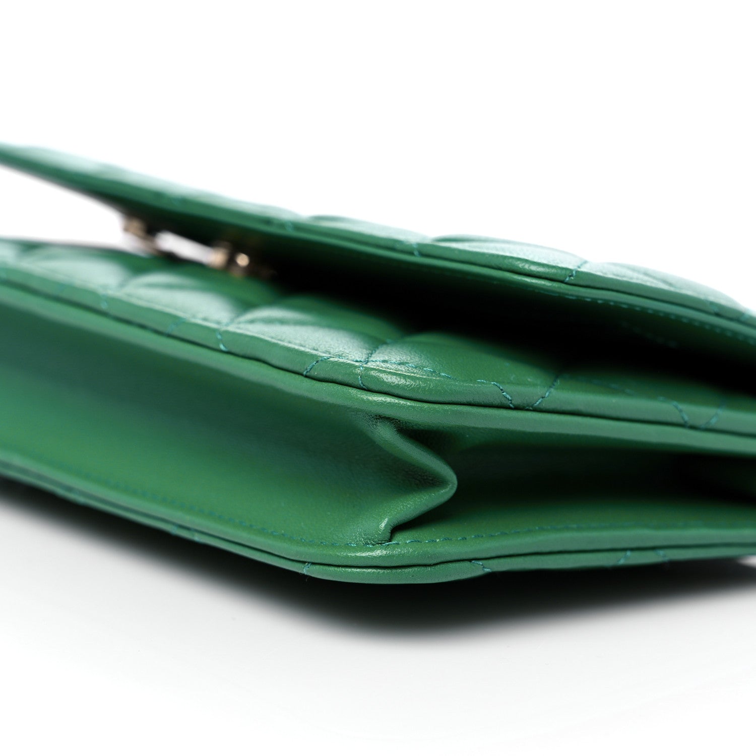 Chanel Lambskin Quilted Wallet On Chain WOC Green 9 of 10