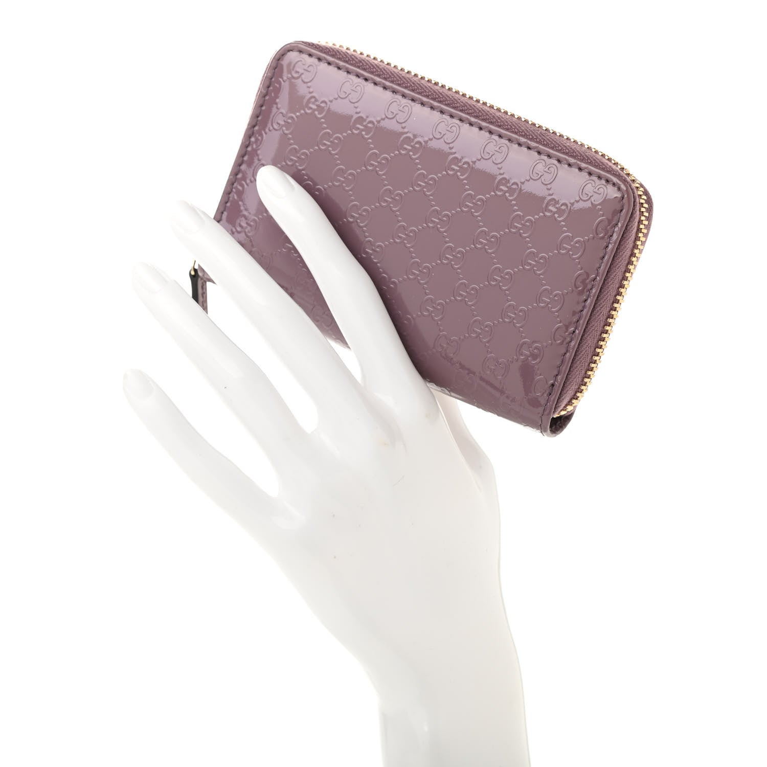 Gucci Patent Microguccissima Zip Around Card Case Mauve 2 of 7