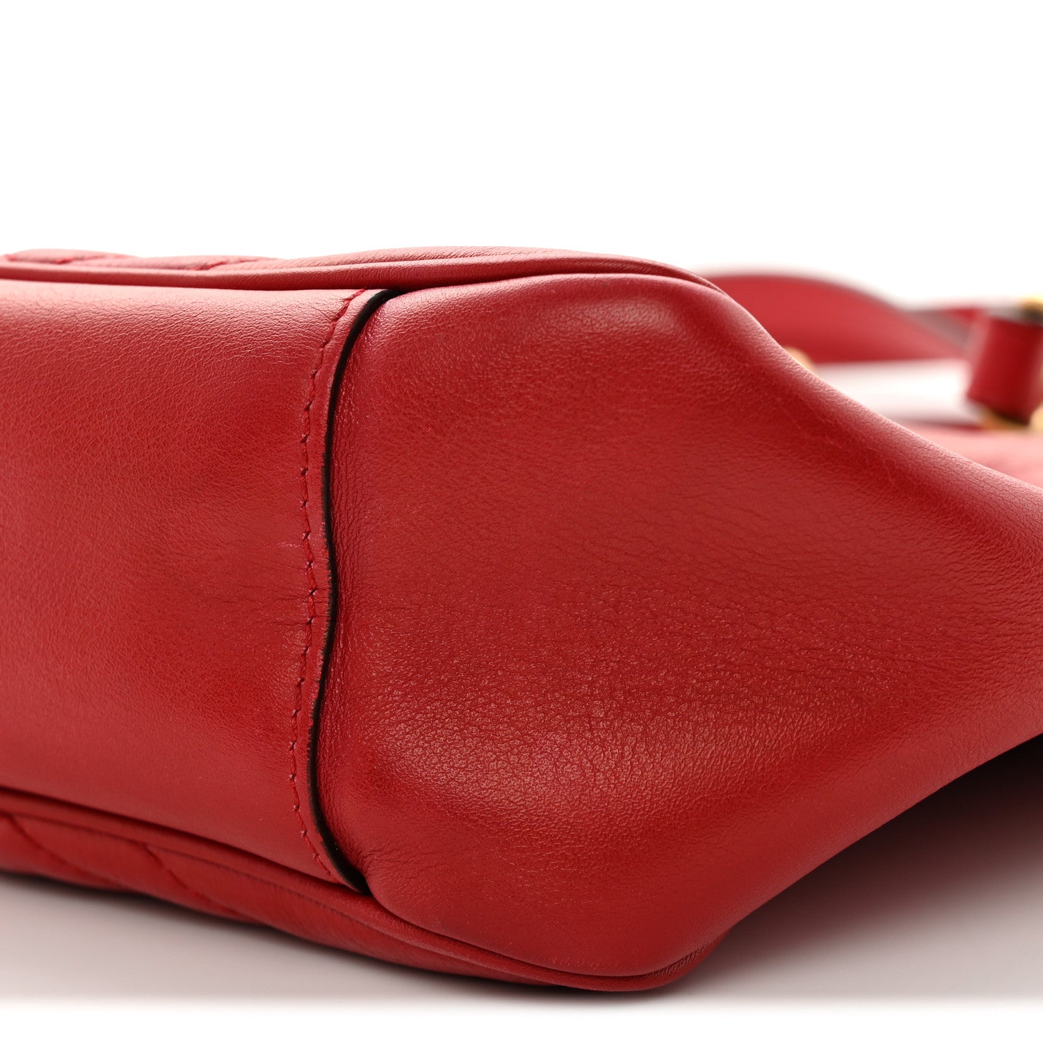 Gucci Calfskin Matelasse Medium GG Marmont Open Top Shoulder Bag Hibiscus Red 10 of 10