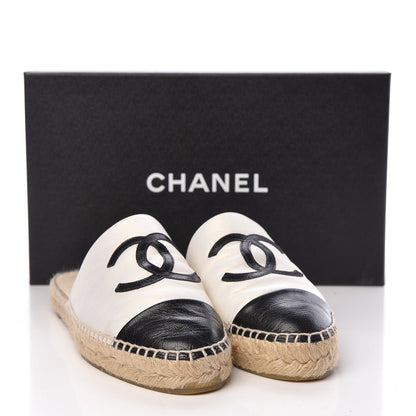 Chanel Iridescent Goatskin CC Espadrille Mules 36 Ivory Black 13 of 13