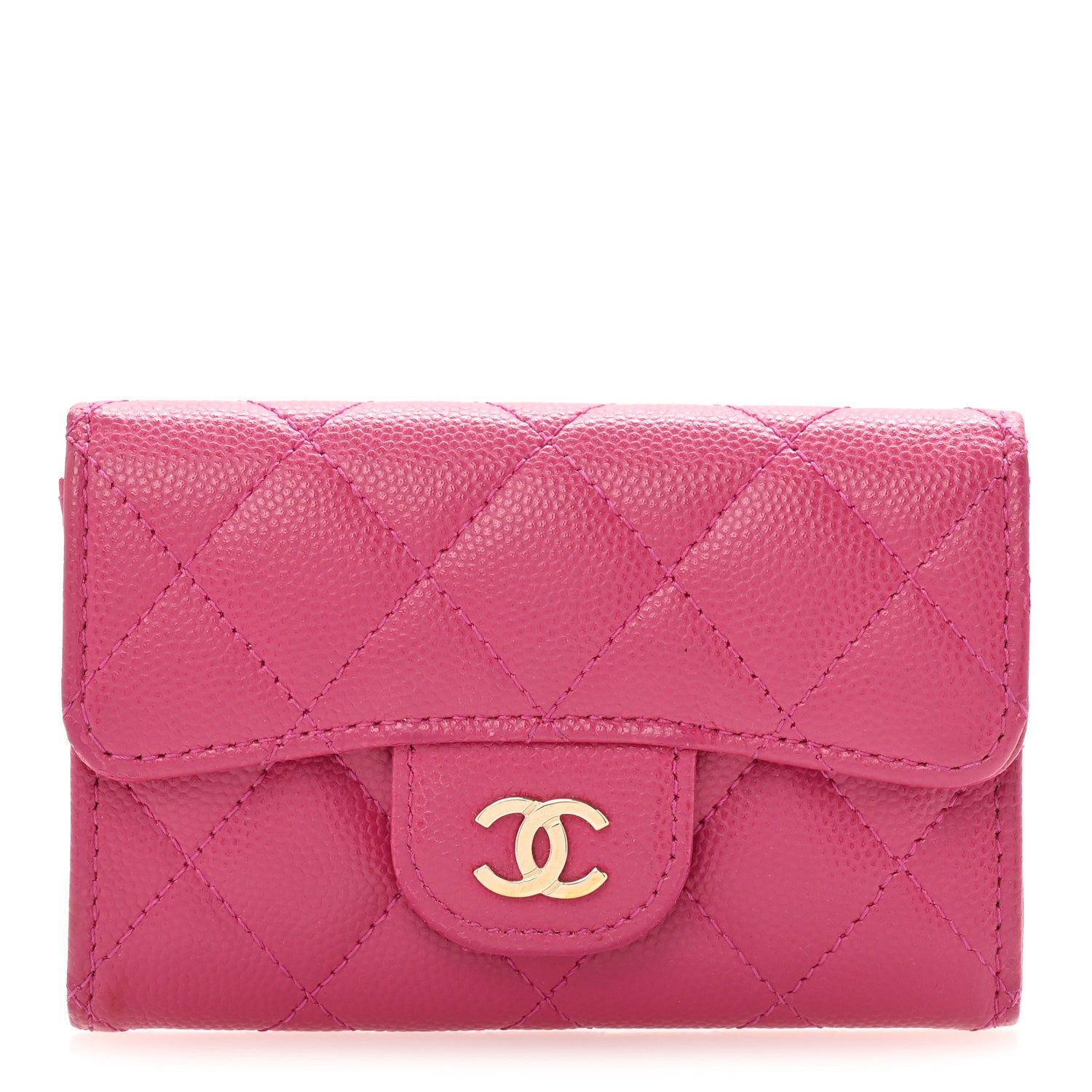 Chanel Caviar Quilted Flap Card Holder Wallet Dark Pink 1 of 11
