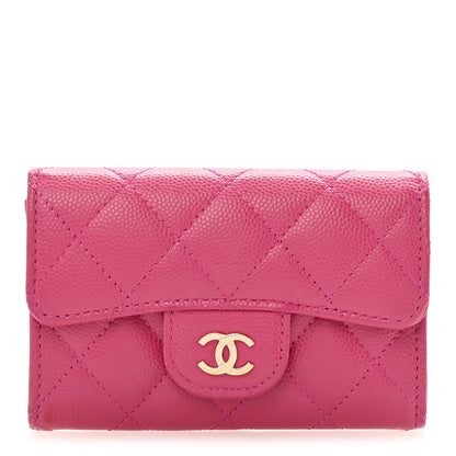 Chanel Caviar Quilted Flap Card Holder Wallet Dark Pink 1 of 11