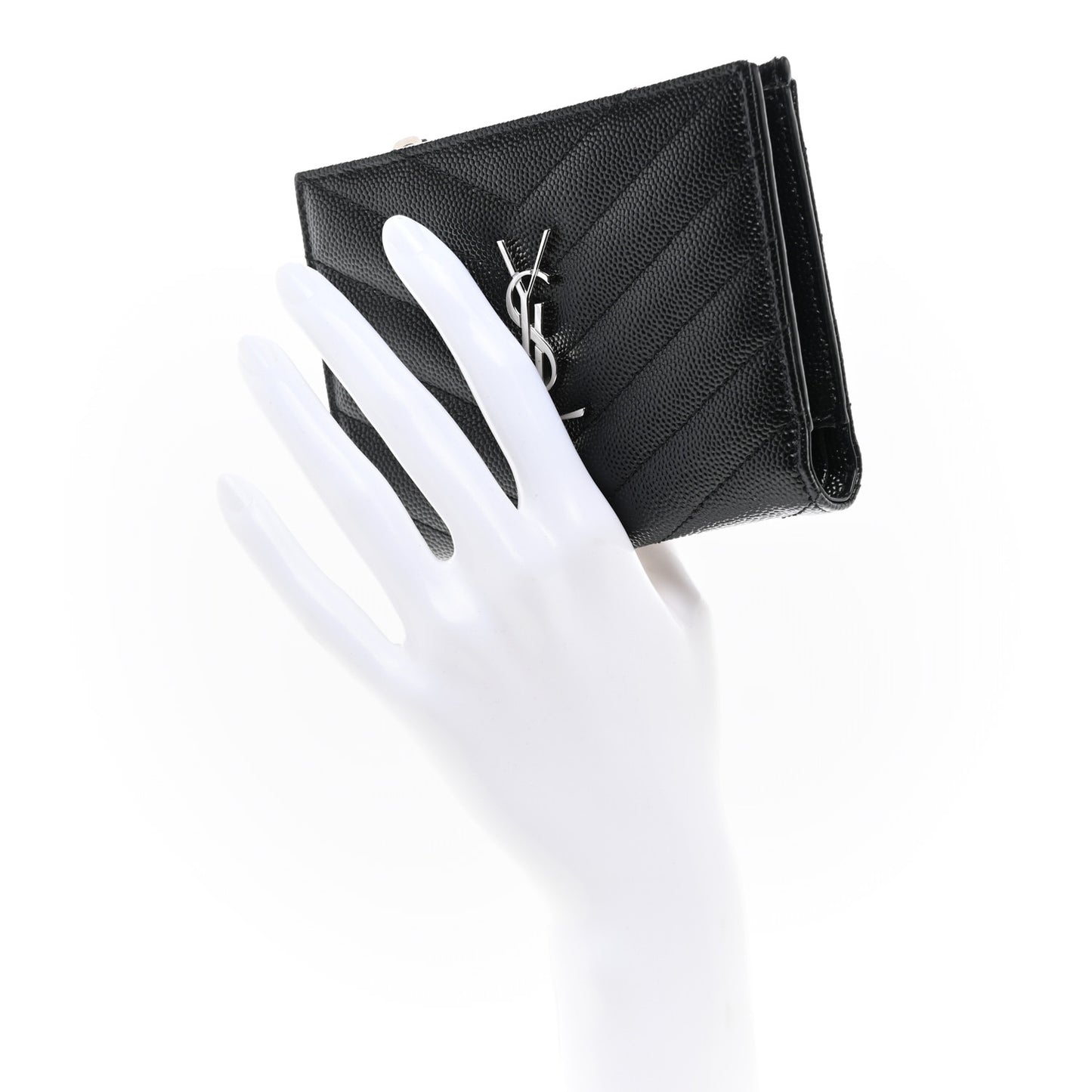 Grain De Poudre Matelasse Chevron Monogram Zipped Card Case Black