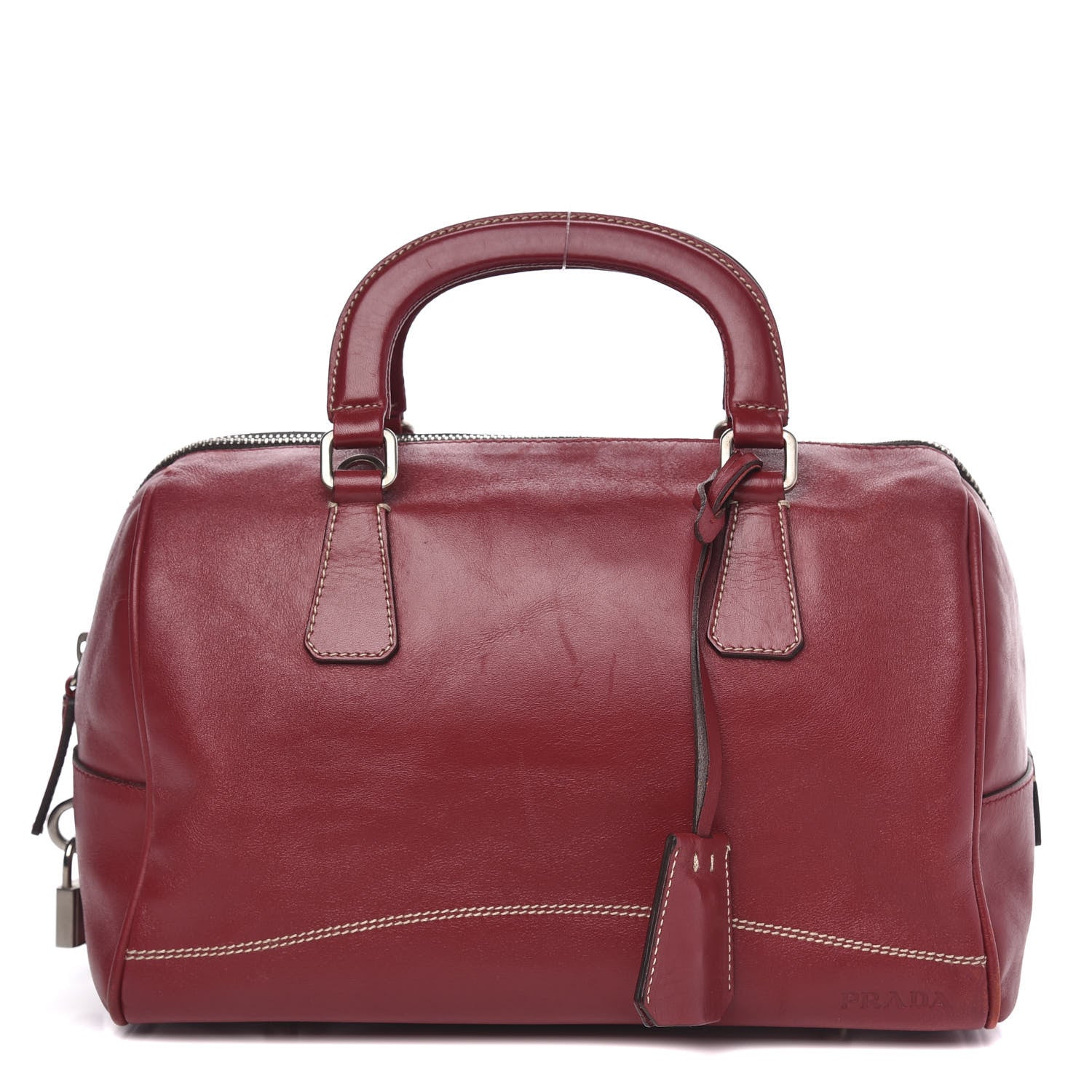 Prada Glace Calfskin Boston Bag Rosso 1 of 12
